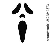 Scream mask vector illustration. Scary face icon. Ghost face symbol. Horror movie killer mask sign. Scream Halloween costume pictogram. Death character concept isolated.