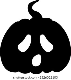 Scream meme face expression silhouette. Halloween party pumpkin carving simple black vector. Stock illustration in flat style.