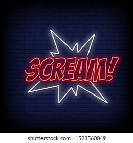 Scream Neon Signs Style Text Vector