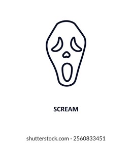 scream outline icon.  Thin line icon from education collection. Editable vector isolated on white background