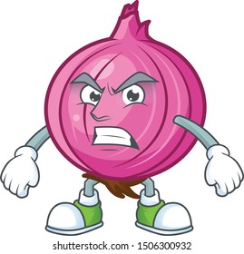Scream red onion cartoon character with mascot