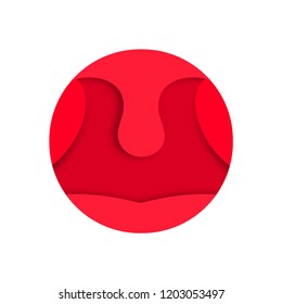 Scream, red sore throat with tonsillitis, shout, open mouth, cartoon vector illustration