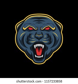 Scream roar black panther mascot esport logo vector illustration