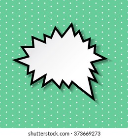 Scream or shout speech balloon on seamless polka dot pattern. Retro pop art design style. Vector illustration.