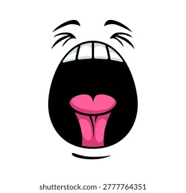 Scream shouting emoji or yelling panic cartoon face expression or emoticon icon. Hysteric crying or fear shouting and dissatisfied facial emotion and cartoon face expression character with open mouth