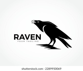 scream silhouette raven bird logo symbol design template illustration inspiration