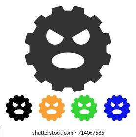 Scream Smiley Gear icon. Vector illustration style is a flat iconic scream smiley gear symbol with black, gray, green, blue, yellow color versions. Designed for web and software interfaces.