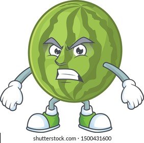 Scream watermelon cartoon mascot with fruit freshness