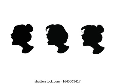 Scream woman or girl silhouette