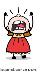Screaming in Aggression - Teenager Cartoon Intelligent Girl Vector Illustration