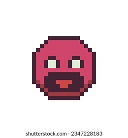 Schreie wütende Gesicht roten Emoticon Pixel Kunst Symbol Zeichentrickfigur. Zeigen Sie die Sprache der Emotion. Flacher Stil. 8-Bit-Stil. Abstrakte einzelne Vektorgrafik.
