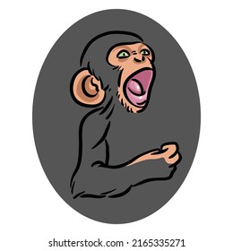 Screaming baby monkey clip art vector illustration isolated