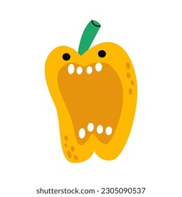 Screaming bell pepper character. Cartoon character illustration icon. Flat vector illustration isolated on white background.