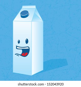 Screaming blue milk or yogurt carton box, packaging concept, vector illustration 