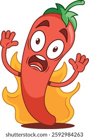 Screaming burning pepper character vector illustration