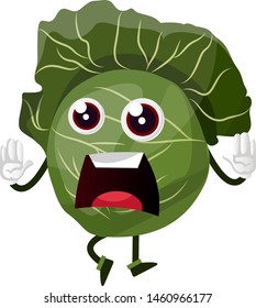Screaming cabbage, illustration, vector on white background.
