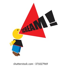 Screaming cartoon character vector illustration.
