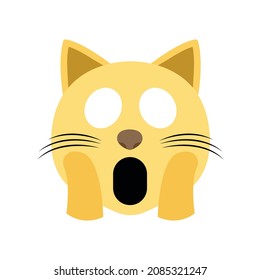 Screaming cat face emoji vector shocked