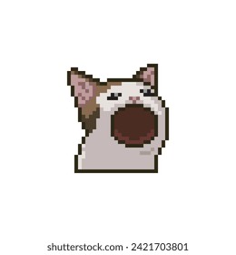 Screaming cat, pixel art meme