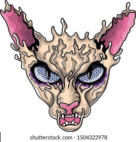 Screaming cat, Sapphira's eyes great logo, suitable for a sports football team