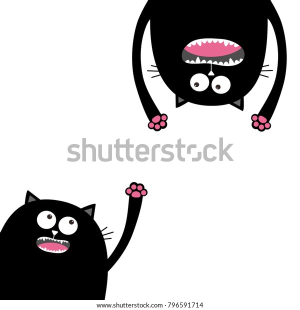 Screaming Cat Set Head Silhouette Two Stock Vector Royalty Free 796591714