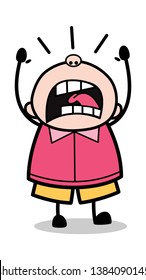 Screaming and Crying- Teenager Cartoon Fat Boy Vector Illustration