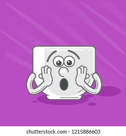 Screaming cup. Cartoon funny cup of tea character isolated on color background illustration. Funny cup of coffee face icon. Emotional cup. Vector illustration.