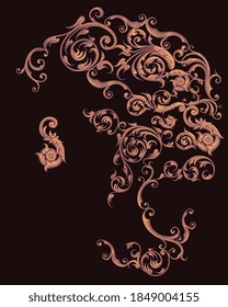 Screaming. Decorative patterned mask. Hand drawn engraving. Editable vector vintage illustration. Isolated on black background. 8 EPS