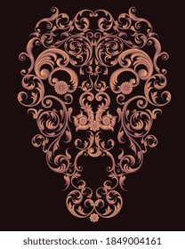 Screaming. Decorative patterned mask. Hand drawn engraving. Editable vector vintage illustration. Isolated on black background. 8 EPS
