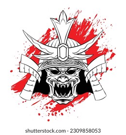 Screaming Demon Samurai , illustration vector