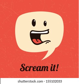 Screaming Dialog Bubble, Say It Out Loud Concept, Vector Background Illustration