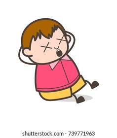 Screaming with Dizzy Face - Cute Cartoon Fat Kid Illustration