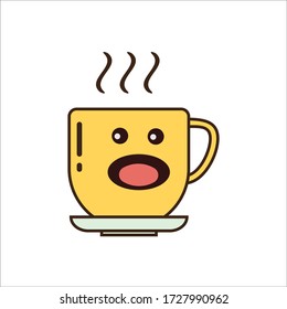 Screaming Expression of Yellow Coffee Cup Vector Design