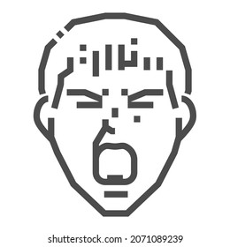 Screaming face related, pixel perfect, editable stroke, up scalable square line vector icon.