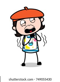 Screaming in Fear - Cartoon Artist Vector Illustration