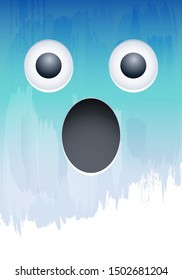 Screaming in Fear Emotion face on paint wall vector illustration