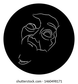 Screaming in fear face line art. Fear emotion.