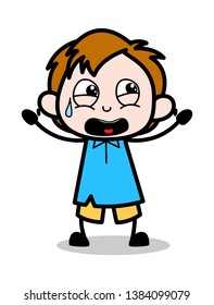 Screaming in Fear - School Boy Cartoon Character Vector Illustration