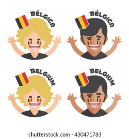 Screaming football fan with face painted in belgium