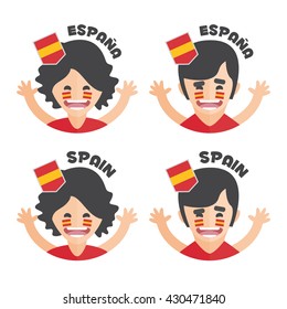 Screaming football fan with face painted in spain