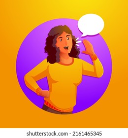 screaming girl talking with speech bubble