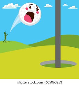 Screaming golf ball scared after being shot