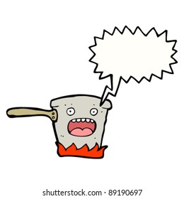 personaje de caricatura de pan de cocina caliente gritando
