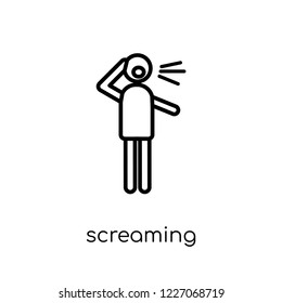 Screaming icon. Trendy modern flat linear vector Screaming icon on white background from thin line Activity and Hobbies collection, editable outline stroke vector illustration