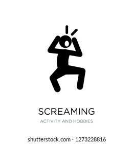 screaming icon vector on white background, screaming trendy filled icons from Activity and hobbies collection, screaming simple element illustration