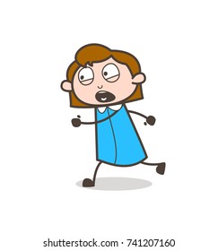 Screaming Lady Running in Fear Vector