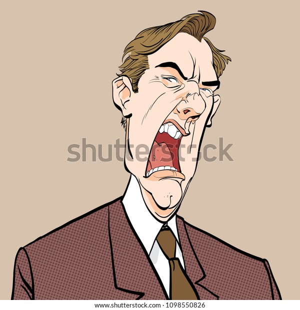 Screaming Man Angry Boss Annoyed Politician Stock Vector (royalty Free 