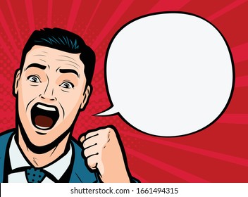 Screaming Man Businessman Retro Comic Pop Stock Vector (Royalty Free ...