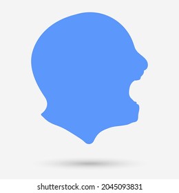 Screaming man silhouette isolated object. Vector illustration.