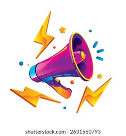 Screaming megaphone. Loudspeaker. Original vector illustration in vintage style. Hand drawn, not AI